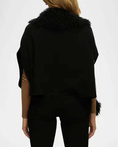 Gorski Knit Vest with Mongolian Shearling Lamb Trim | Thumbnail 2