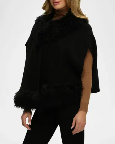 Gorski Knit Vest with Mongolian Shearling Lamb Trim | Thumbnail 3
