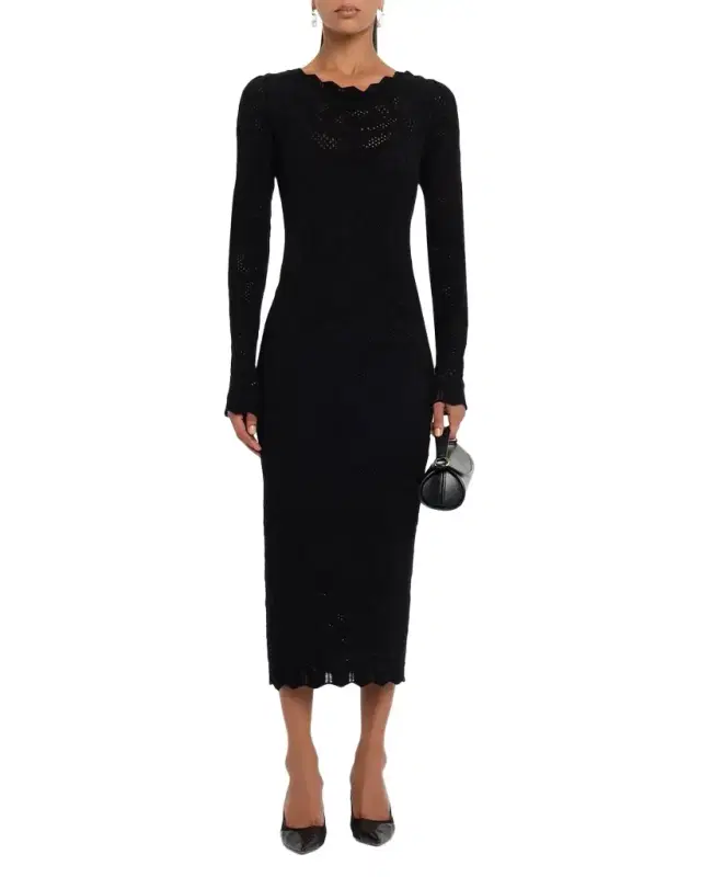 Biamka Long Sleeve Scalloped Lace Dress