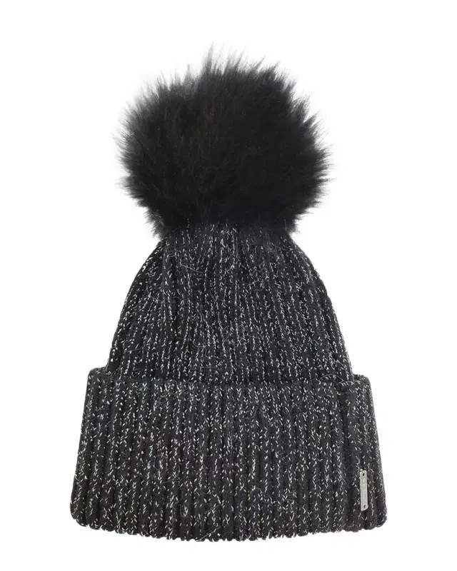 Gorski Metallic Wool-Blend Knit Hat with Select Lamb Pompom