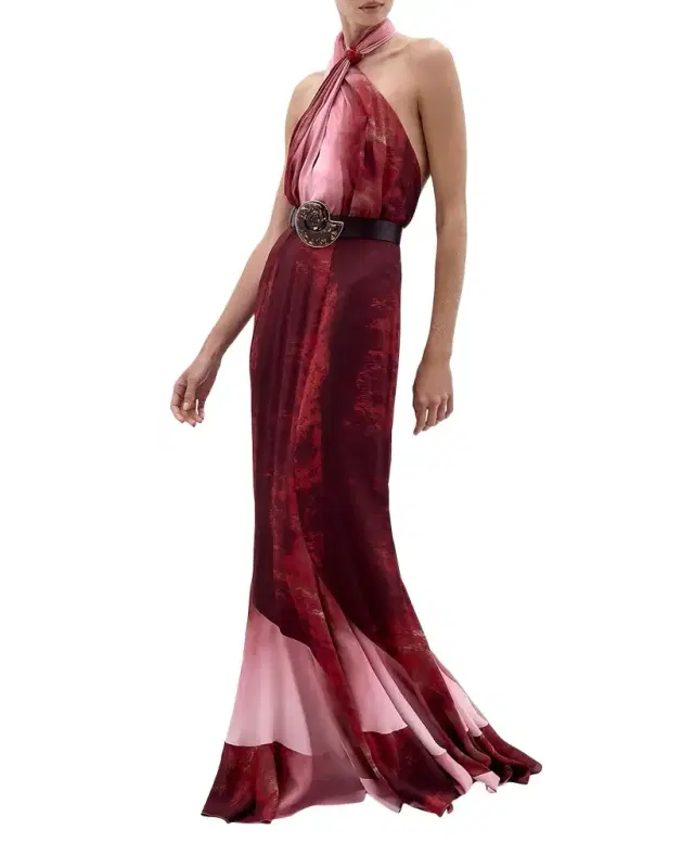 Raisa Crossover Halter Maxi Mermaid Dress