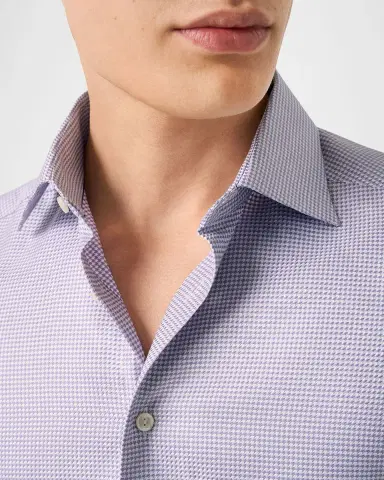 Eton Men 's Contemporary-Fit Organic Cotton Chevron Dress Shirt | Thumbnail 4 Eton Men 's Contemporary-Fit Organic Cotton Chevron Dress Shirt | Thumbnail 4