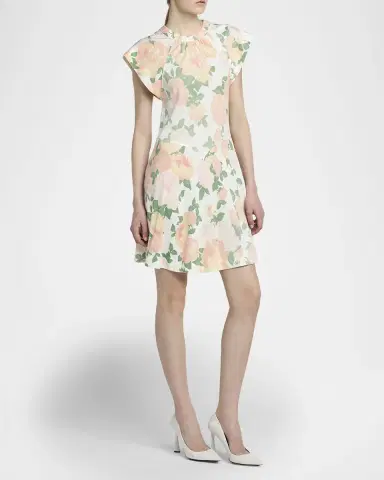 Stella McCartney Flower-Print Cap-Sleeve Mini Dress | Thumbnail 3 Stella McCartney Flower-Print Cap-Sleeve Mini Dress | Thumbnail 3