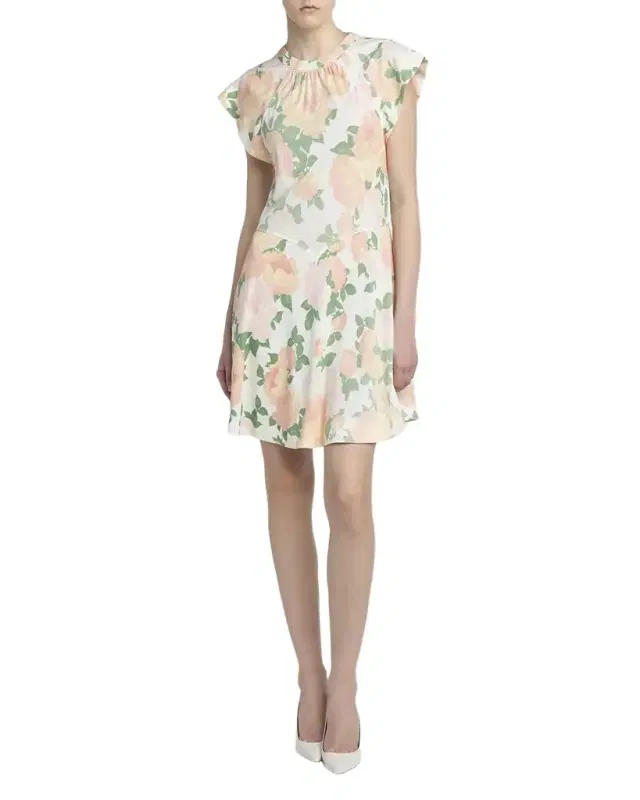 Flower-Print Cap-Sleeve Mini Dress