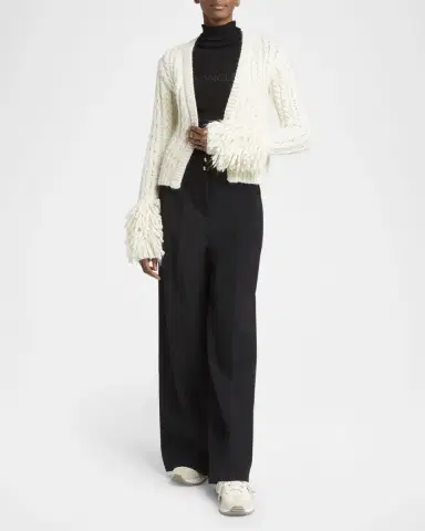 Moncler Cable-Knit Fringe Cardigan | Thumbnail 2 Moncler Cable-Knit Fringe Cardigan | Thumbnail 2