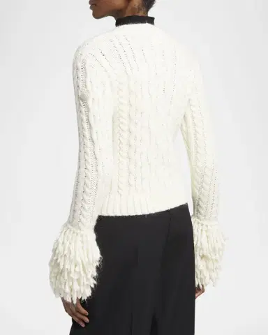 Moncler Cable-Knit Fringe Cardigan | Thumbnail 3 Moncler Cable-Knit Fringe Cardigan | Thumbnail 3