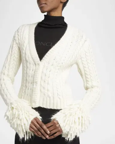Moncler Cable-Knit Fringe Cardigan | Thumbnail 5 Moncler Cable-Knit Fringe Cardigan | Thumbnail 5