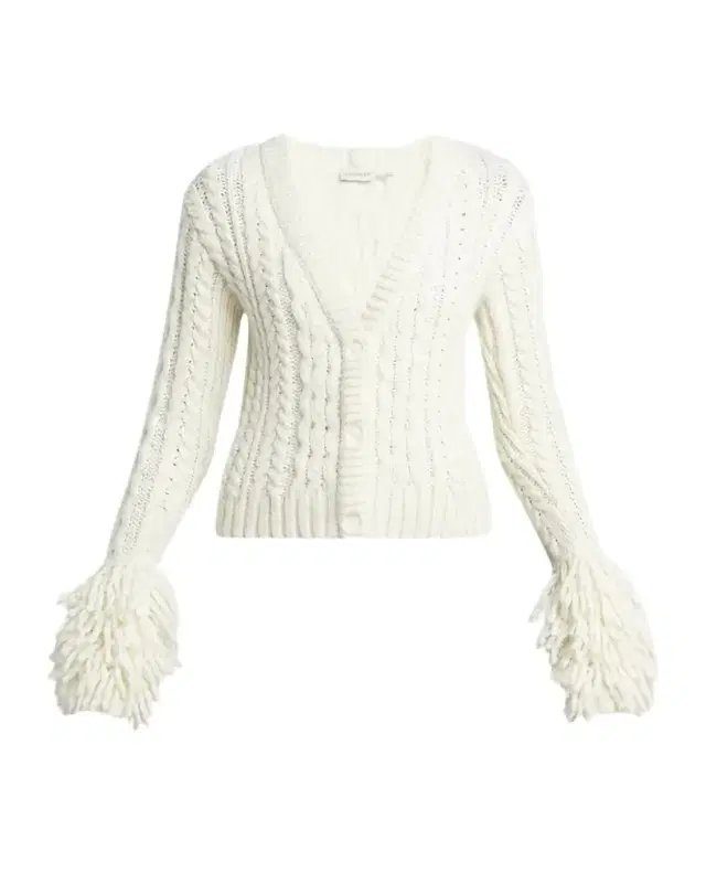 Cable-Knit Fringe Cardigan