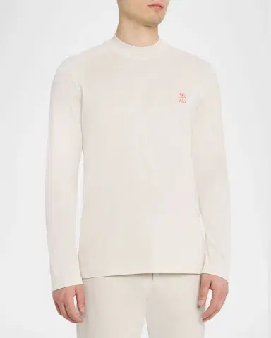 Brunello Cucinelli Men's Mock-Neck Long-Sleeve T-Shirt | Thumbnail 3 Brunello Cucinelli Men's Mock-Neck Long-Sleeve T-Shirt | Thumbnail 3