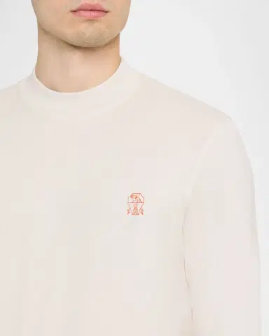 Brunello Cucinelli Men's Mock-Neck Long-Sleeve T-Shirt | Thumbnail 4 Brunello Cucinelli Men's Mock-Neck Long-Sleeve T-Shirt | Thumbnail 4