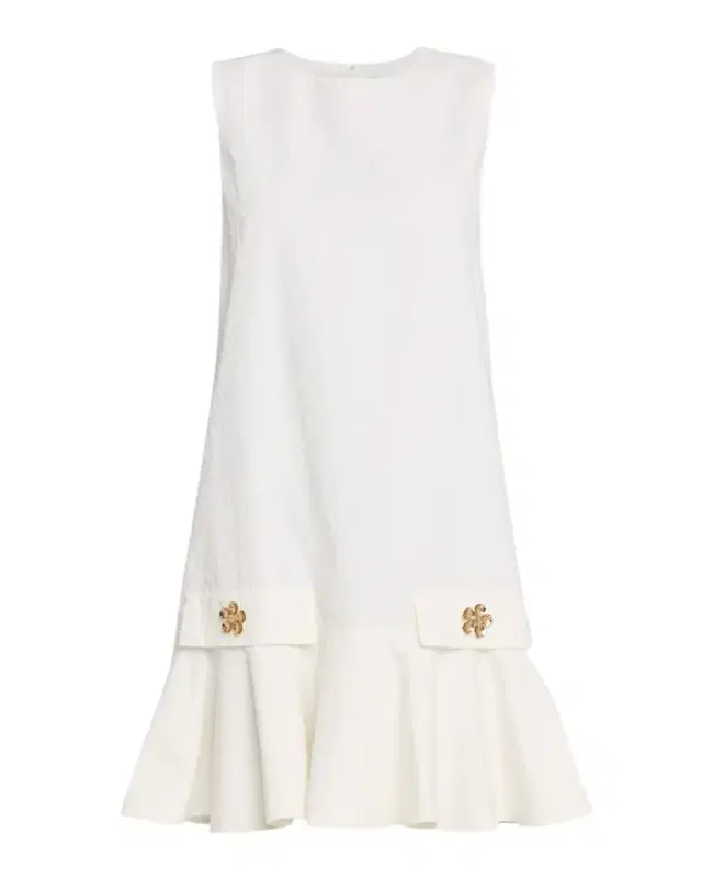 Sleeveless Chainlink Jacquard Ruffle Mini Dress