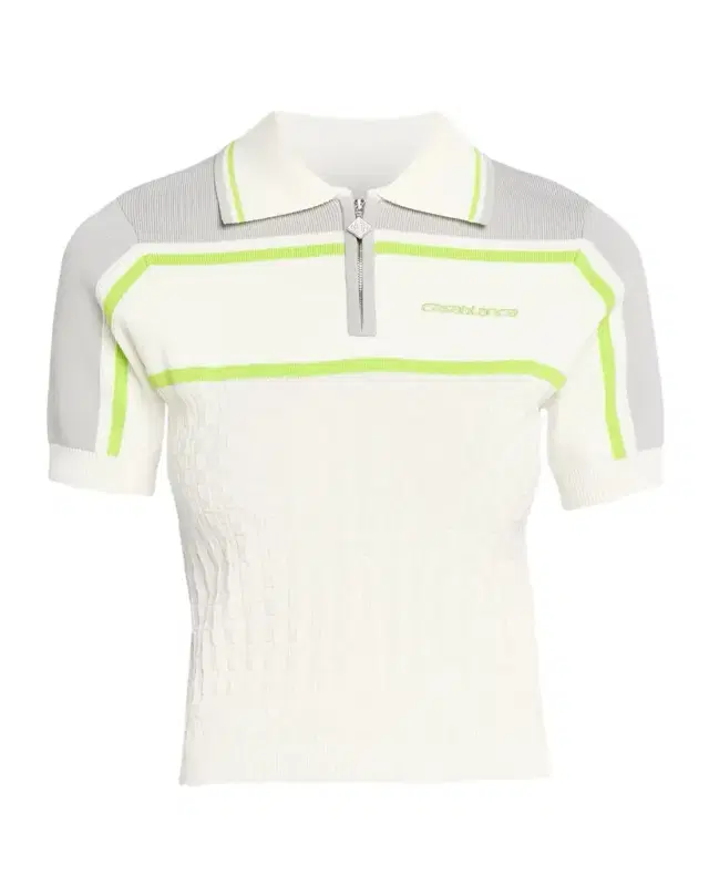 Striped Textured Knit Tennis Polo Shirt