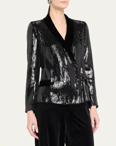 Emporio Armani Sequined Double-Breasted Blazer | Thumbnail 3