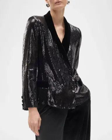 Emporio Armani Sequined Double-Breasted Blazer | Thumbnail 4