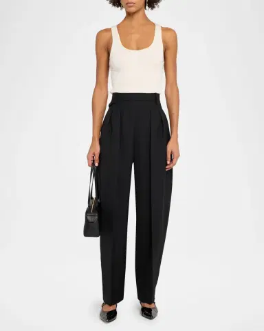 Khaite Dugan Pleated Tapered-Leg Ankle Pants | Thumbnail 2 Khaite Dugan Pleated Tapered-Leg Ankle Pants | Thumbnail 2