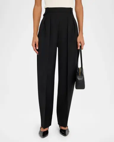 Khaite Dugan Pleated Tapered-Leg Ankle Pants | Thumbnail 4 Khaite Dugan Pleated Tapered-Leg Ankle Pants | Thumbnail 4