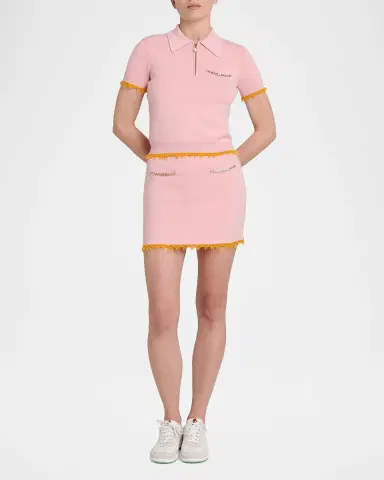 Casablanca Crochet-Trimmed Double-Faced Polo Top | Thumbnail 6 Casablanca Crochet-Trimmed Double-Faced Polo Top | Thumbnail 6