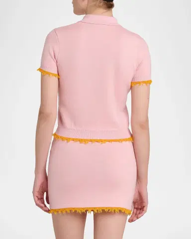 Casablanca Crochet-Trimmed Double-Faced Polo Top | Thumbnail 7 Casablanca Crochet-Trimmed Double-Faced Polo Top | Thumbnail 7