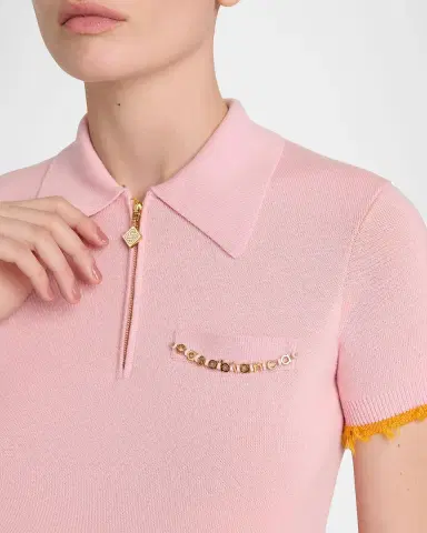 Casablanca Crochet-Trimmed Double-Faced Polo Top | Thumbnail 9 Casablanca Crochet-Trimmed Double-Faced Polo Top | Thumbnail 9