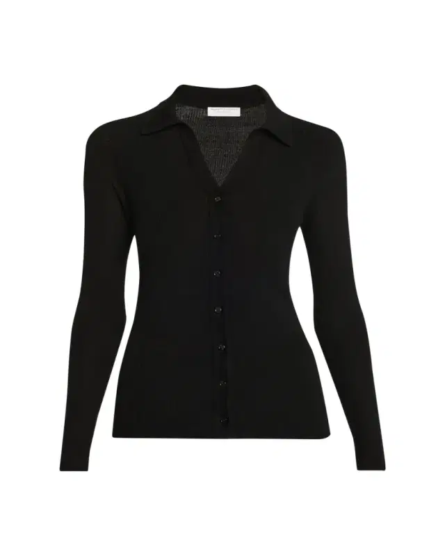 Button-Down Rib Knit Wool Sweater
