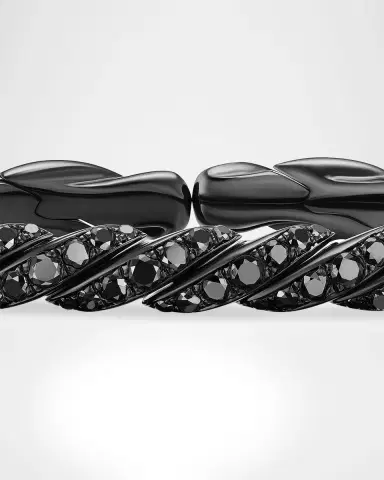 David Yurman Sculpted Cable Flex Bracelet with Black Diamonds in 18K Gold, 5mm | Thumbnail 3