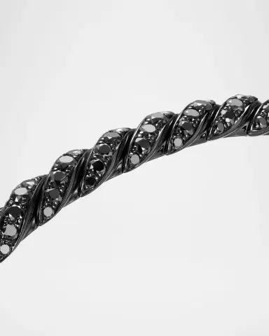 David Yurman Sculpted Cable Flex Bracelet with Black Diamonds in 18K Gold, 5mm | Thumbnail 4