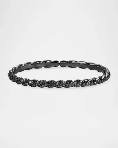 David Yurman Sculpted Cable Flex Bracelet with Black Diamonds in 18K Gold, 5mm | Thumbnail 5