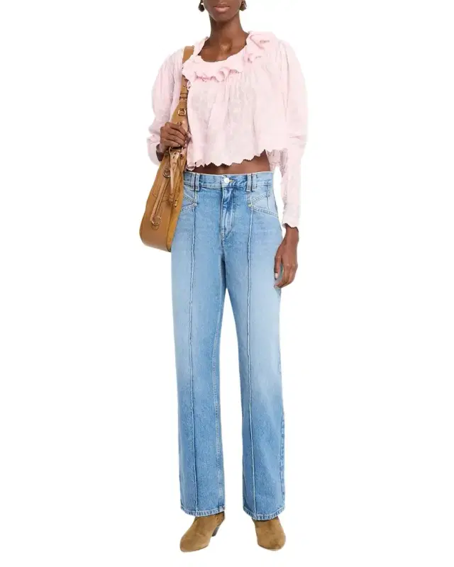 Drolane Pintuck Straight-Leg Jeans