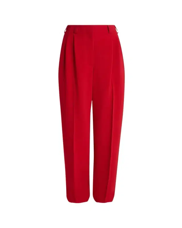 Double Pleated Straight-Leg Ankle Trousers