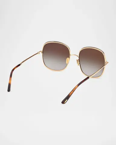 Tom Ford Sofia 57mm Metal Round Sunglasses | Thumbnail 4