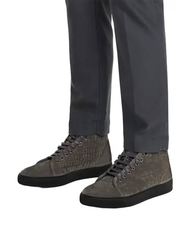 Men 's DBB1 Croc-Embossed Suede High-Top Sneakers