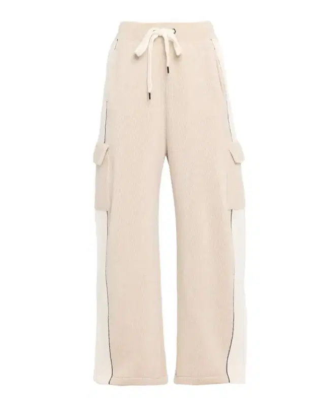 Cashmere Rib Wide-Leg Cargo Sport Pants