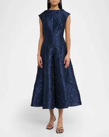 Talbot Runhof Cap-Sleeve Abstract-Jacquard Midi Dress | Thumbnail 6 Talbot Runhof Cap-Sleeve Abstract-Jacquard Midi Dress | Thumbnail 6