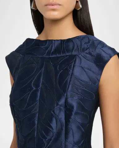 Talbot Runhof Cap-Sleeve Abstract-Jacquard Midi Dress | Thumbnail 9 Talbot Runhof Cap-Sleeve Abstract-Jacquard Midi Dress | Thumbnail 9