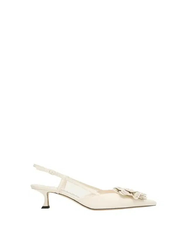 Mimmi Leather Kitten-Heel Slingback Pumps