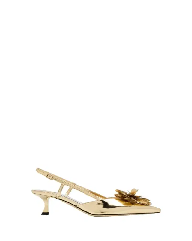 Mimmi Metallic Leather Kitten-Heel Slingback Pumps