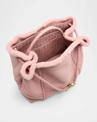 Bottega Veneta Andiamo Shearling-Trim Leather Top-Handle Bag | Thumbnail 3 Bottega Veneta Andiamo Shearling-Trim Leather Top-Handle Bag | Thumbnail 3