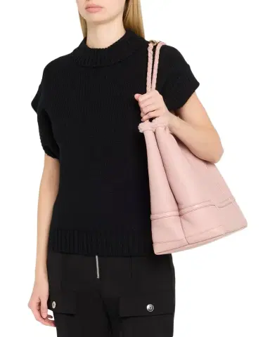Bottega Veneta Andiamo Shearling-Trim Leather Top-Handle Bag | Thumbnail 1 Bottega Veneta Andiamo Shearling-Trim Leather Top-Handle Bag | Thumbnail 1
