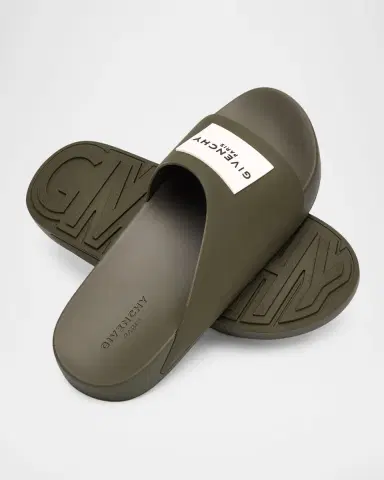 Givenchy Men's Label Slide Flat Rubber Sandals | Thumbnail 2 Givenchy Men's Label Slide Flat Rubber Sandals | Thumbnail 2