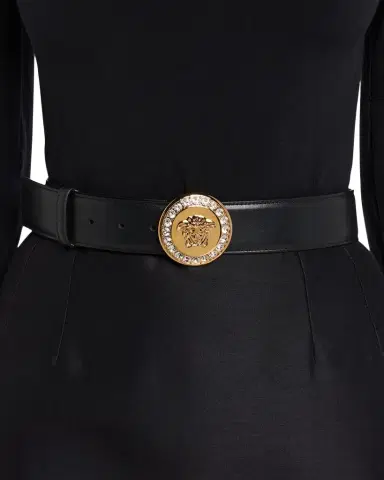 Versace La Medusa Embellished Leather Belt | Thumbnail 1