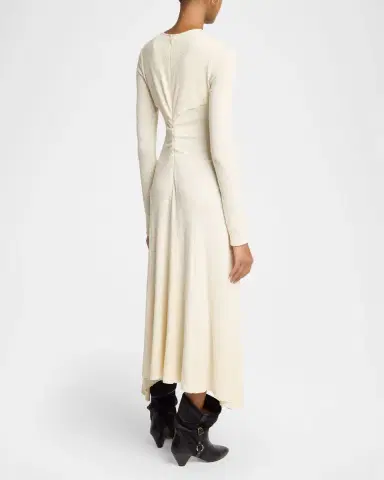 Isabel Marant Flora Ruched Boucle Long-Sleeve Midi Dress | Thumbnail 7 Isabel Marant Flora Ruched Boucle Long-Sleeve Midi Dress | Thumbnail 7