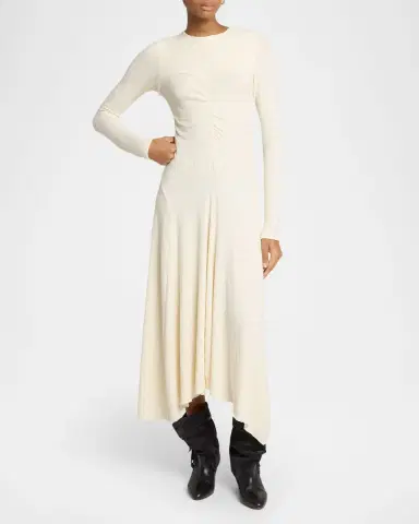 Isabel Marant Flora Ruched Boucle Long-Sleeve Midi Dress | Thumbnail 8 Isabel Marant Flora Ruched Boucle Long-Sleeve Midi Dress | Thumbnail 8