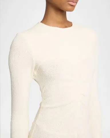 Isabel Marant Flora Ruched Boucle Long-Sleeve Midi Dress | Thumbnail 9 Isabel Marant Flora Ruched Boucle Long-Sleeve Midi Dress | Thumbnail 9