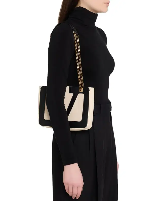 Viva Superstar Two-Tone VLOGO Leather Shoulder Bag