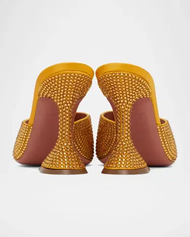 Amina Muaddi 95mm Lupita Crystal Satin Pedestal Mule Sandals | Thumbnail 2