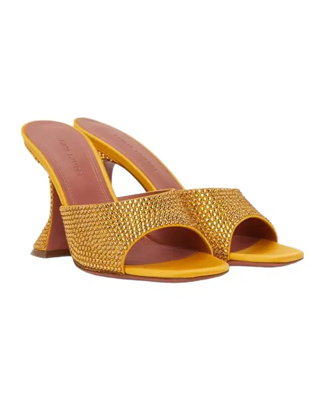95mm Lupita Crystal Satin Pedestal Mule Sandals