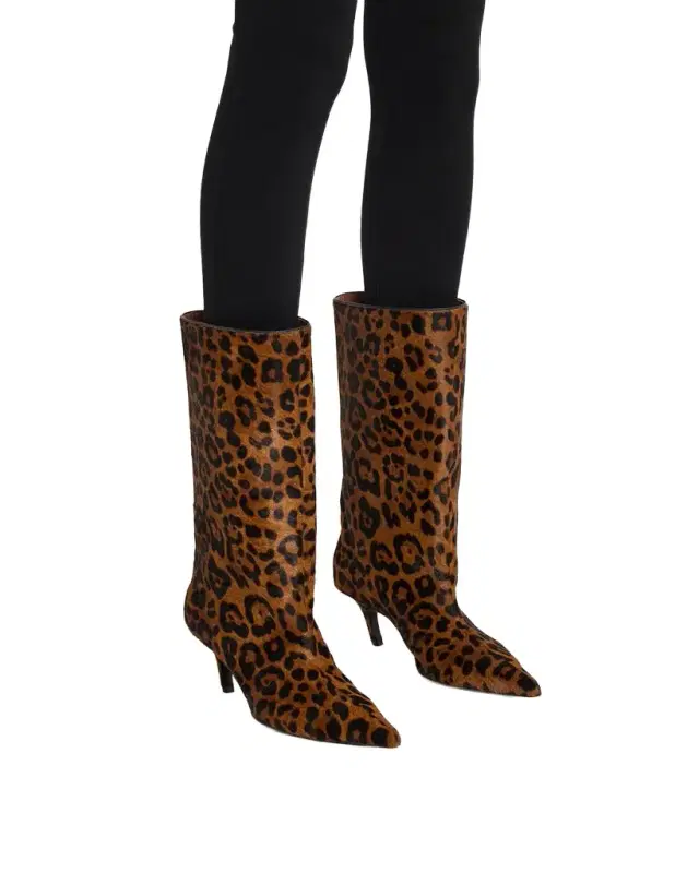 60mm Fiona Leopard-Printed Calf Hair Boots