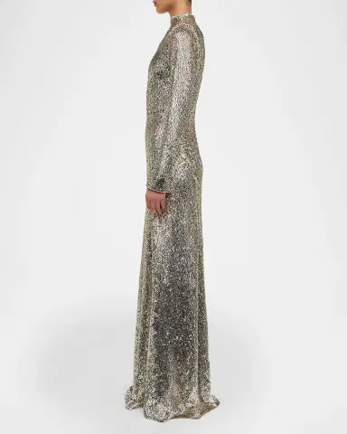 SIMKHAI Beatrice Sequined Long-Sleeve Gown | Thumbnail 5