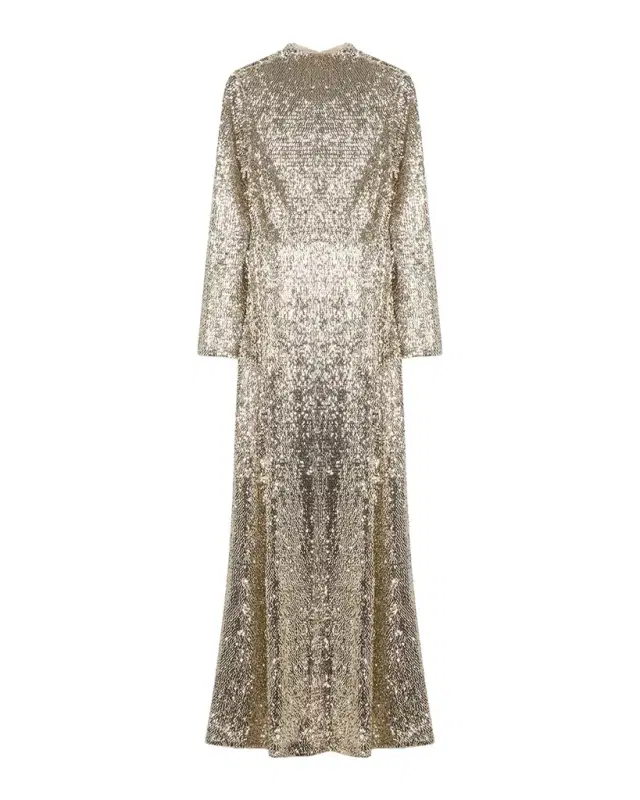 Beatrice Sequined Long-Sleeve Gown