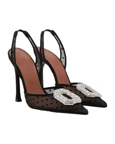 Amina Muaddi 105mm Camelia Polka-Dot Lace Slingback Pumps | Thumbnail 1 Amina Muaddi 105mm Camelia Polka-Dot Lace Slingback Pumps | Thumbnail 1